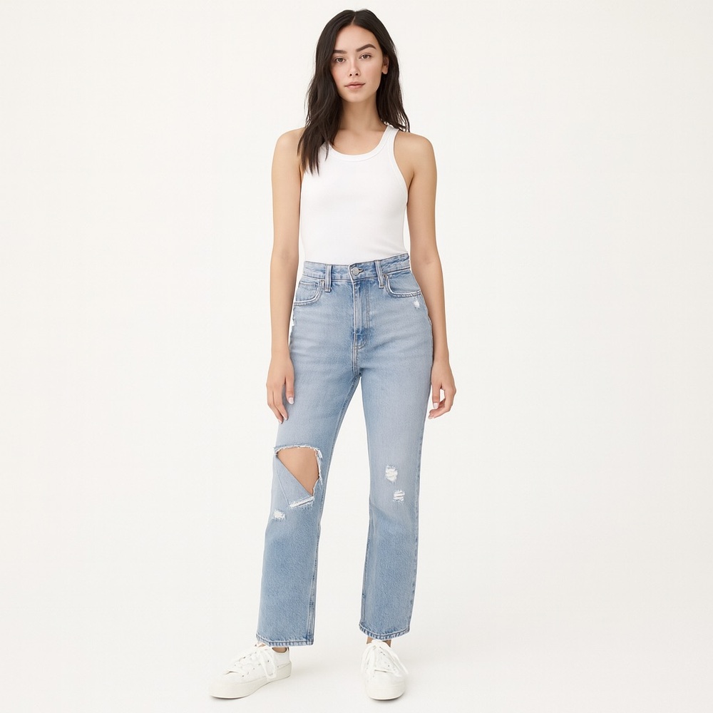 Abercrombie Fitch 4 Short (27) ‘90s Straight High Rise Women's Jeans Ripped